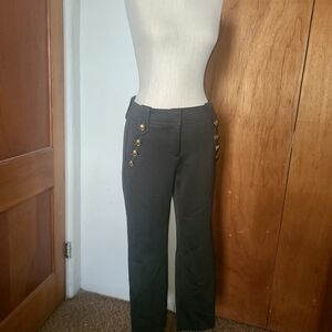 White House Black Market Green and Gold Ankle Pants